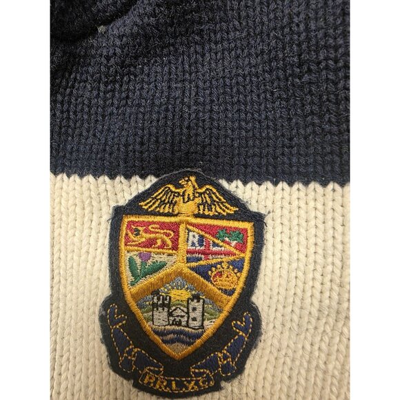 Polo Ralph Lauren Cotton Navy Sweater Preppy Knit Hoodie With Crest Patch 24M - Picture 4 of 8